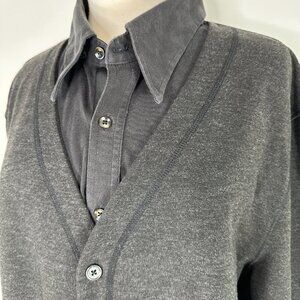 Kit & Ace Button Up Wool V Neck Cardigan Faux Shirt Long Sleeve Minimalist XL?